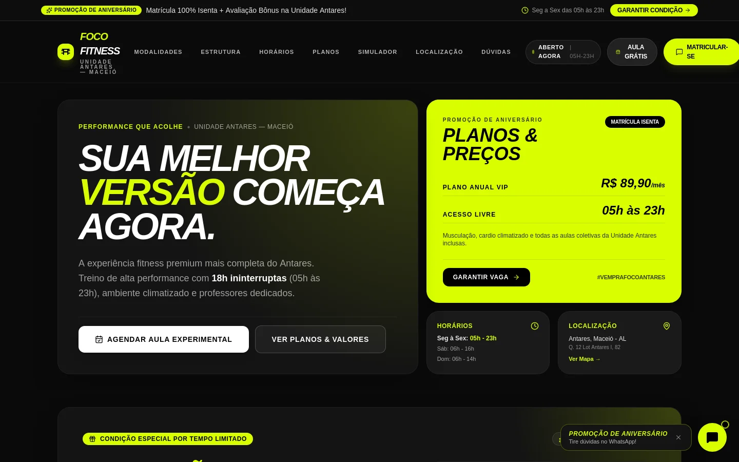 Foco Fitness website hero preview
