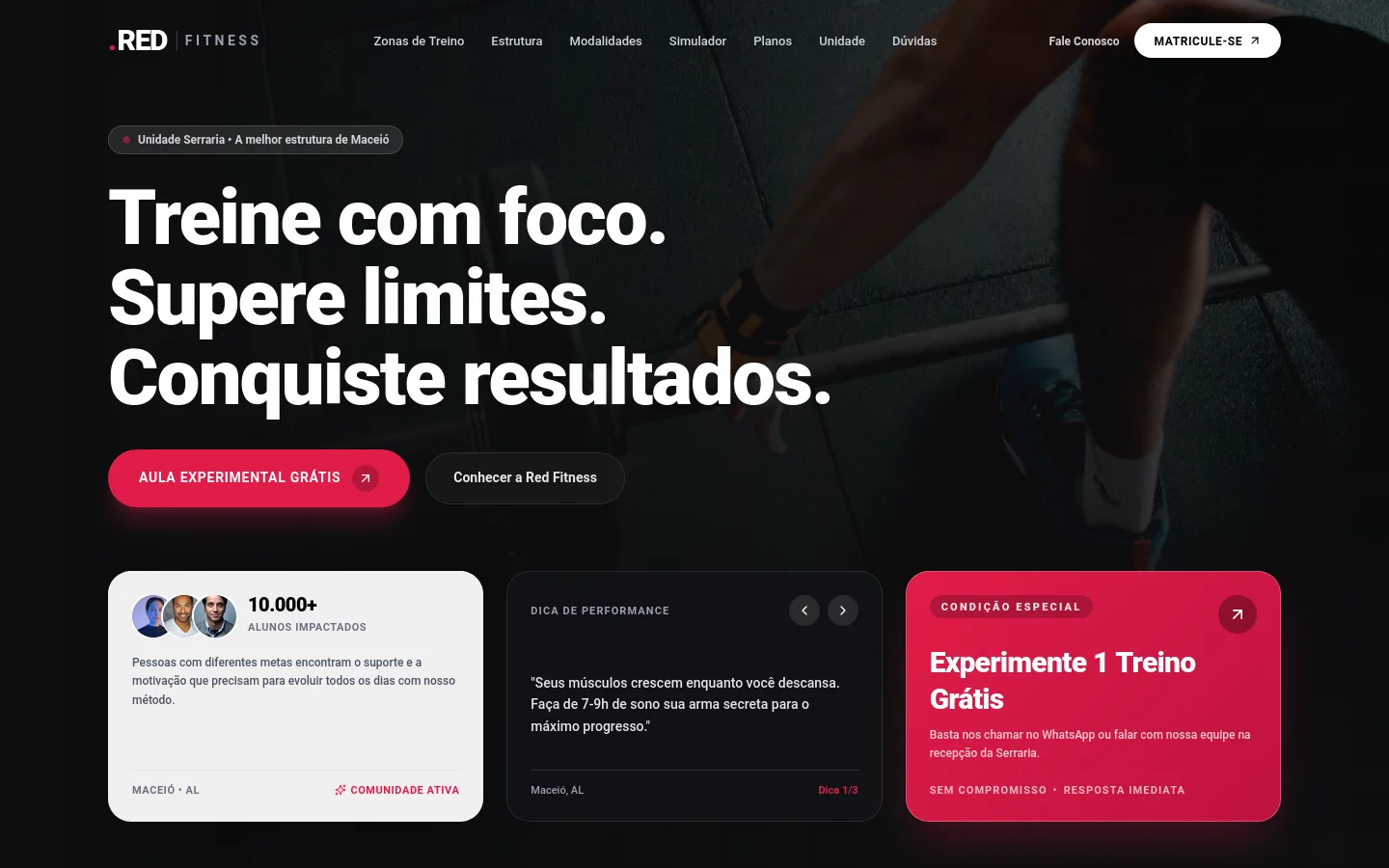 Red Fitness website hero preview
